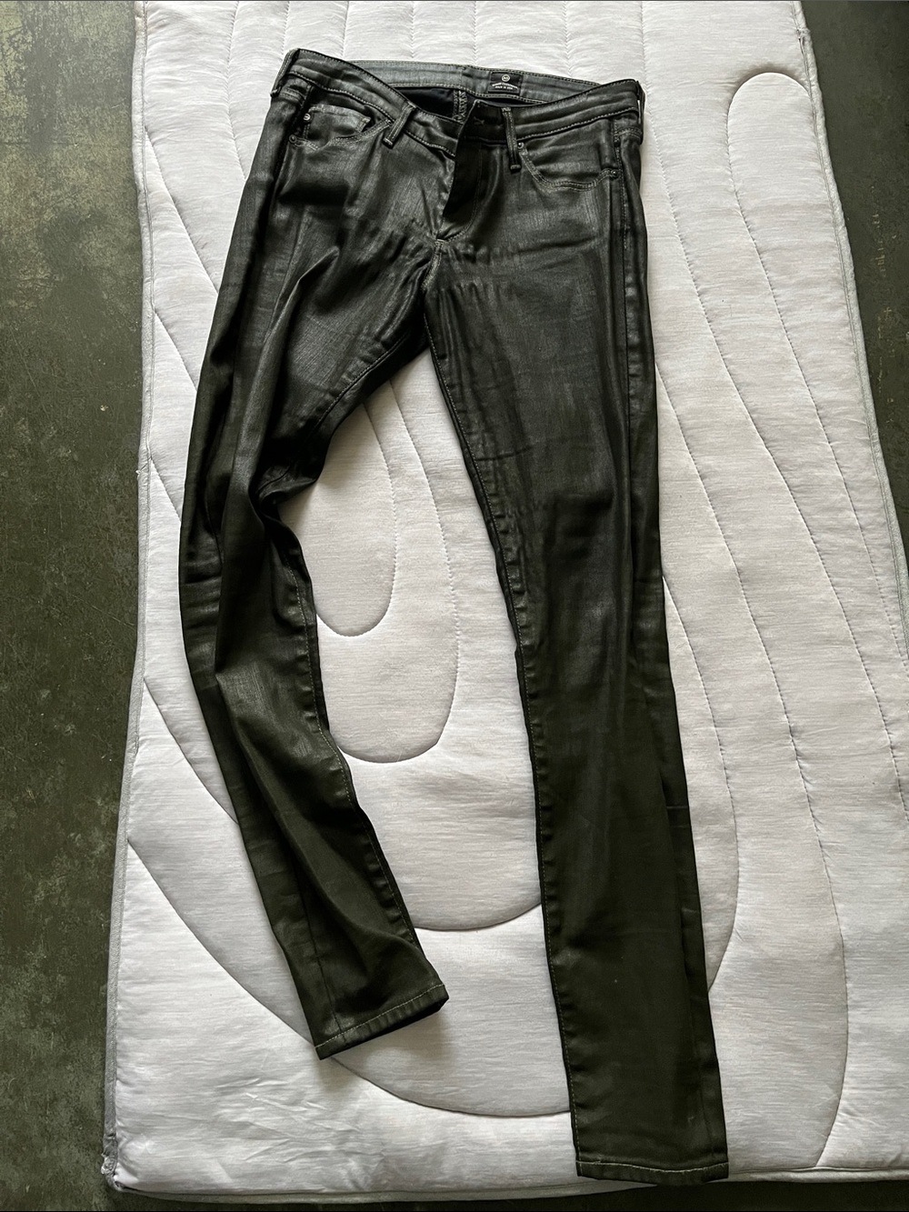 Slim Coated Women’s Jeans - dark green